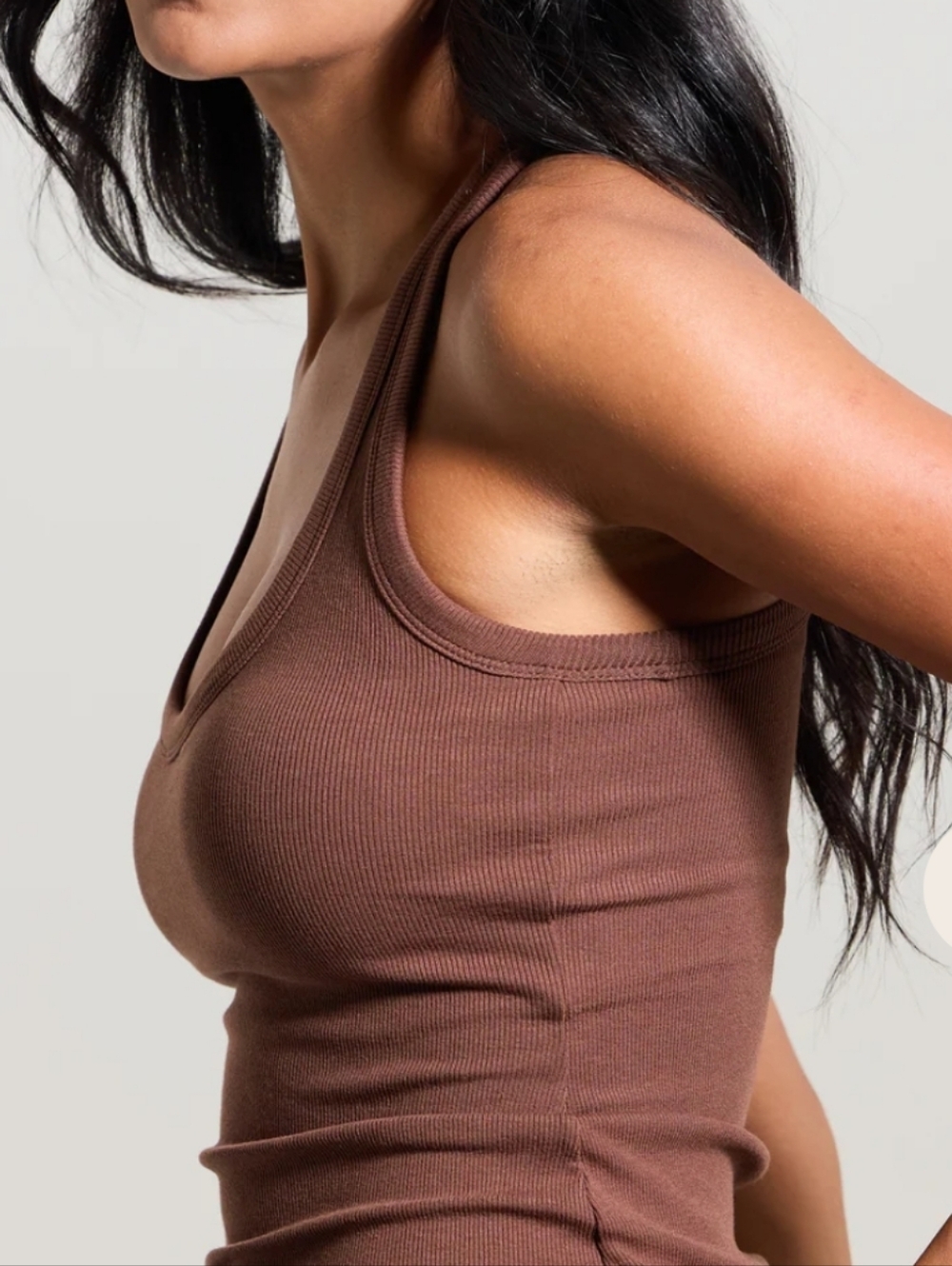 Klassy Network Brown Ribbed Scoop Neck Tank Top - Picture 4 of 8